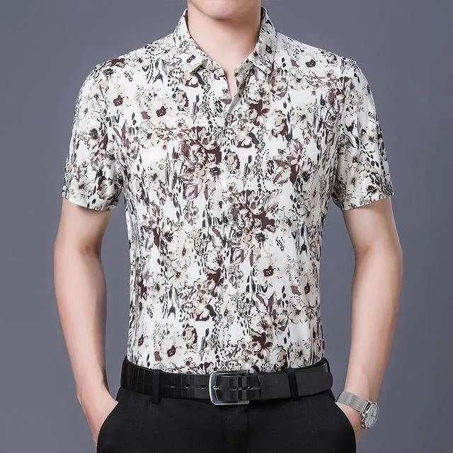 2020 Men's Hawaiian Shirt Short Sleeve Mens Dress Shirts Slim Fit Camisa Masculina Summer Hawaii Casual Male Flower Print Shirt