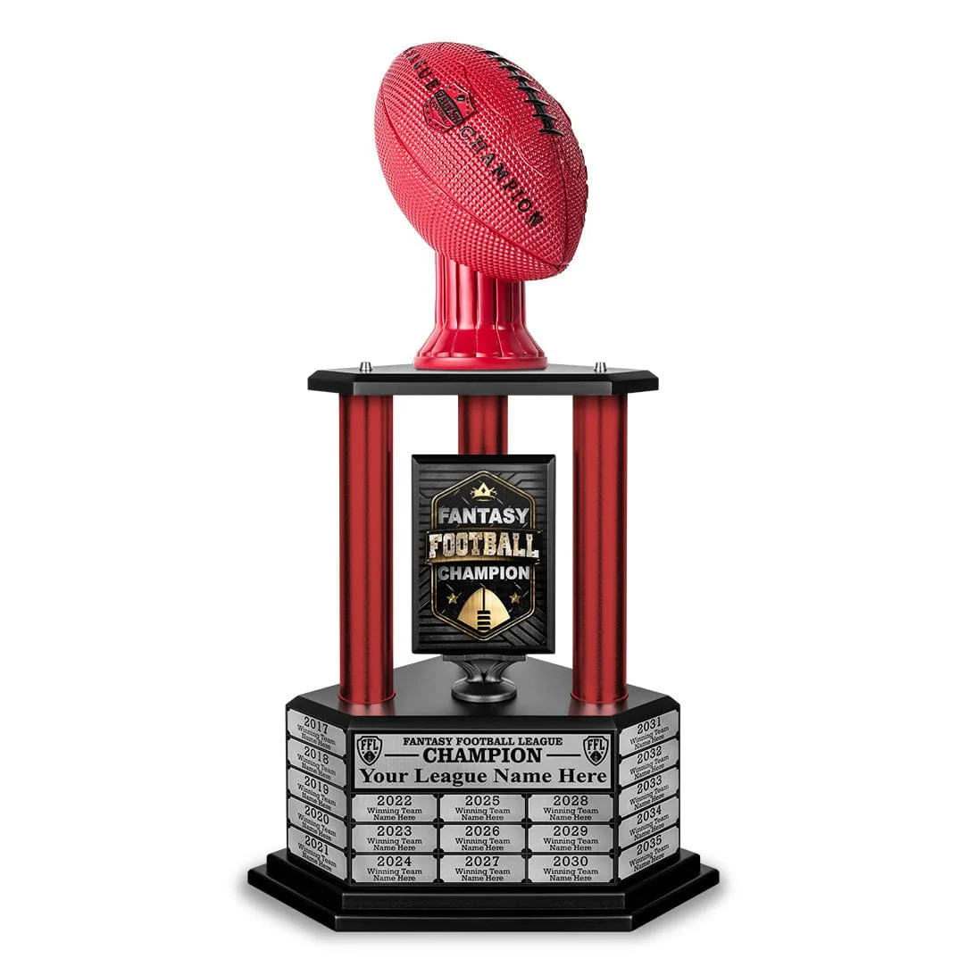 26"-36" Perpetual Fantasy Football Trophy - Red Football