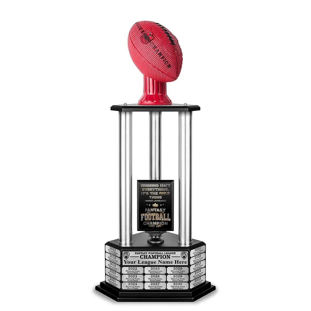 26"-36" Perpetual Fantasy Football Trophy - Red Football