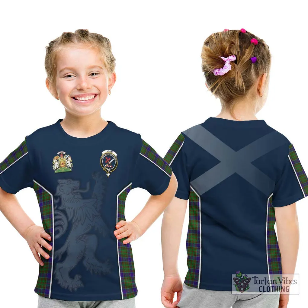 Adam Tartan Kid T-Shirt with Family Crest and Lion Rampant Vibes Sport Style