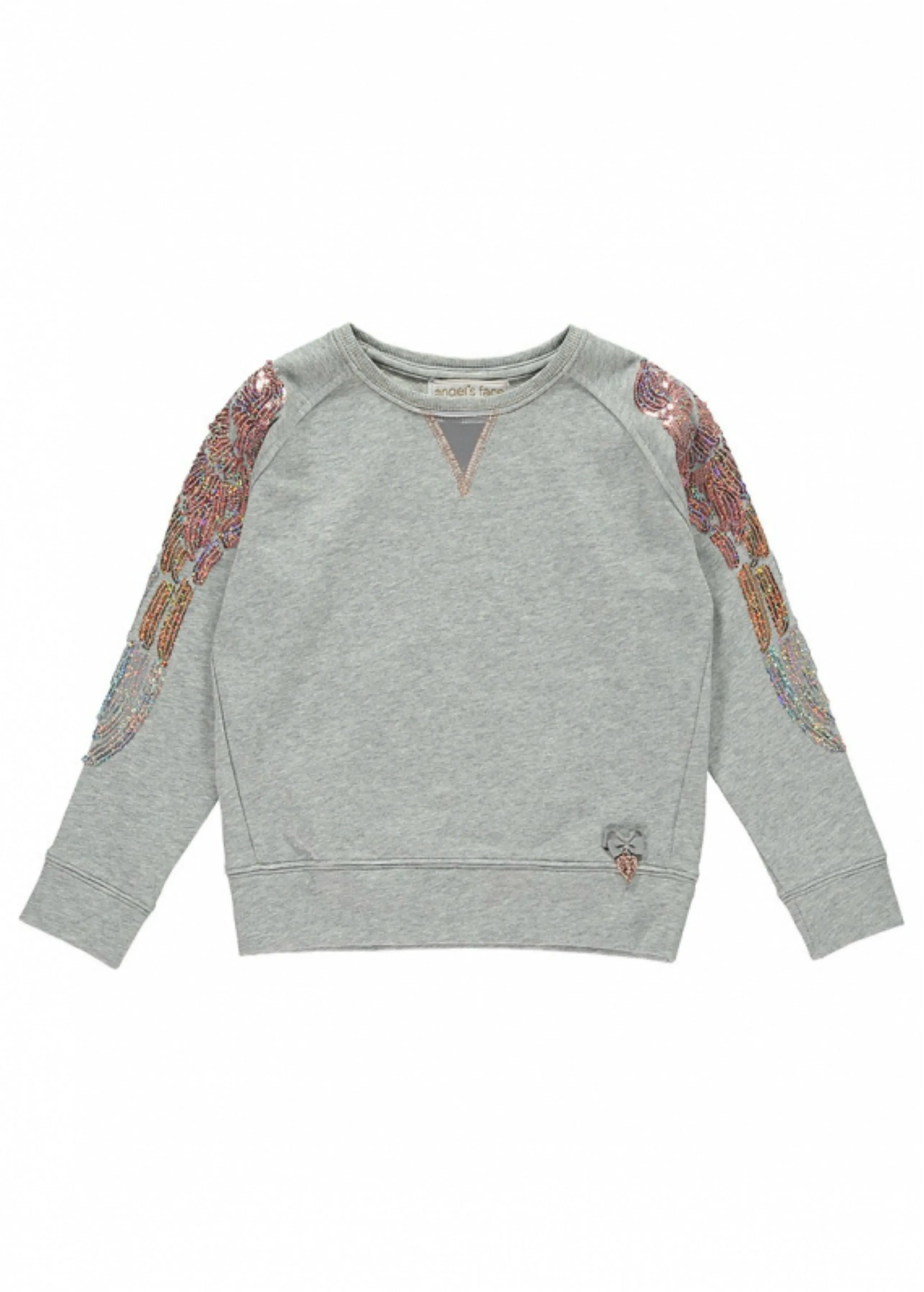 Angel's Face Girls Wings Flo Long Sleeve Sweat Top in Grey Marl