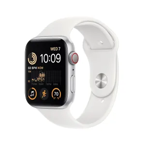 Apple Watch SE GPS   Cellular 44mm Silver Aluminium Case with White Sport Band - Regular