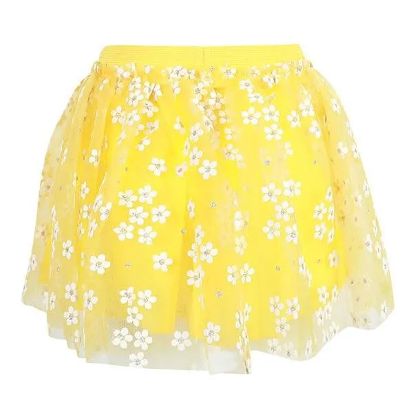 BABY GIRLS DAISY SKIRT WITH TULLE FABRIC - YELLOW