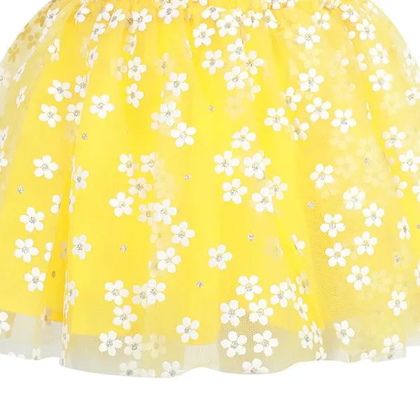 BABY GIRLS DAISY SKIRT WITH TULLE FABRIC - YELLOW