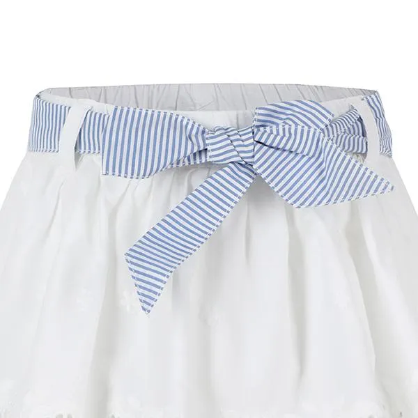 BABY GIRLS WHITE PERFORATED SHORT SKIRT