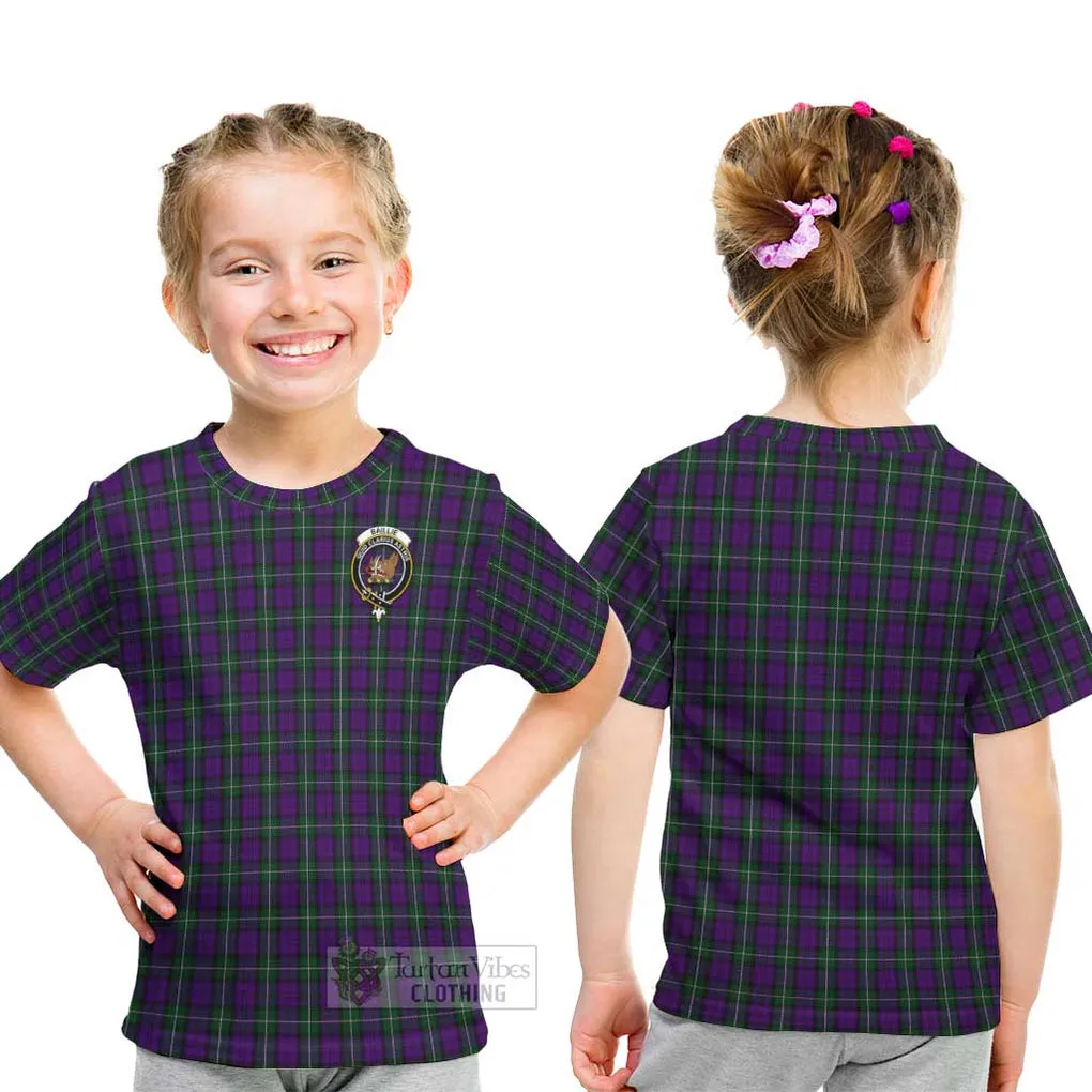 Baillie Highland Society Tartan Kid T-Shirt with Family Crest