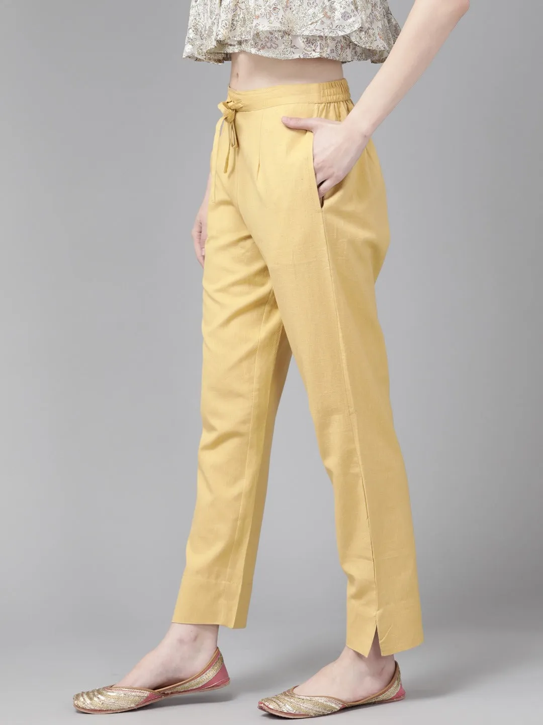 Beige Straight Trousers