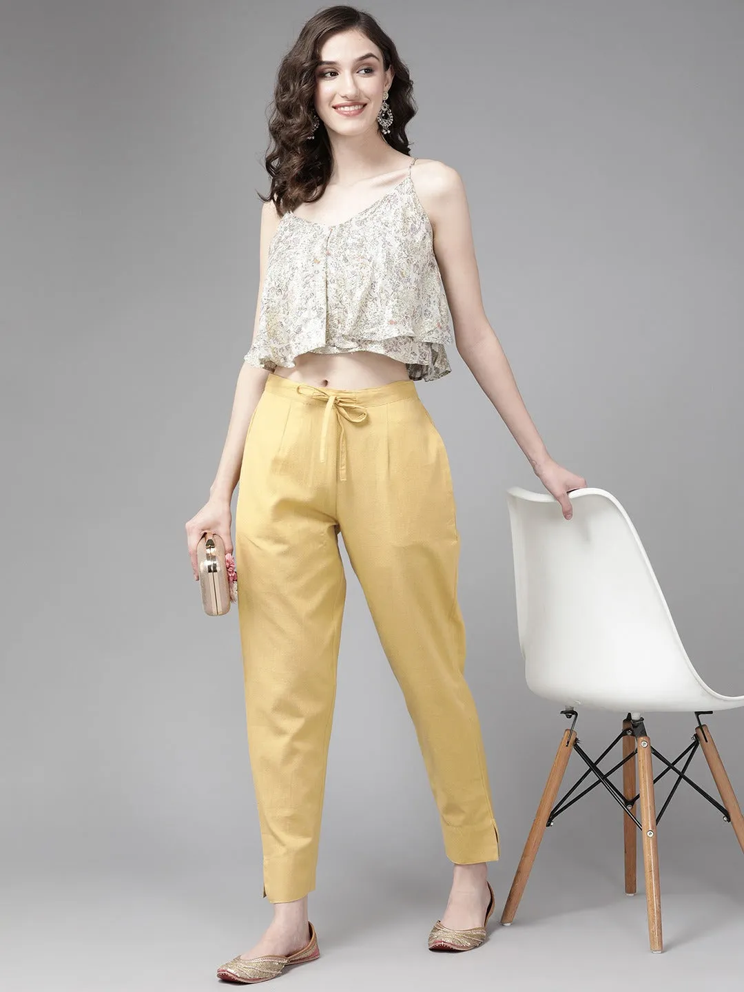 Beige Straight Trousers