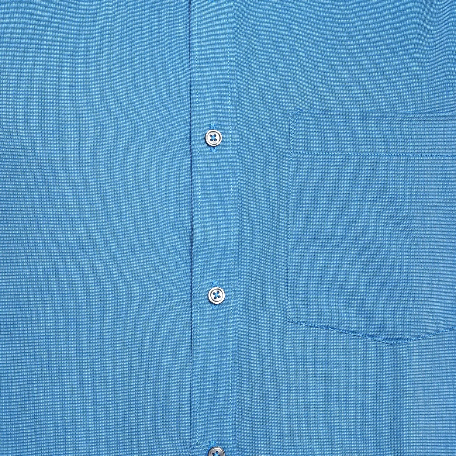 Blue Cotton Solid Slim Fit Plain Shirt