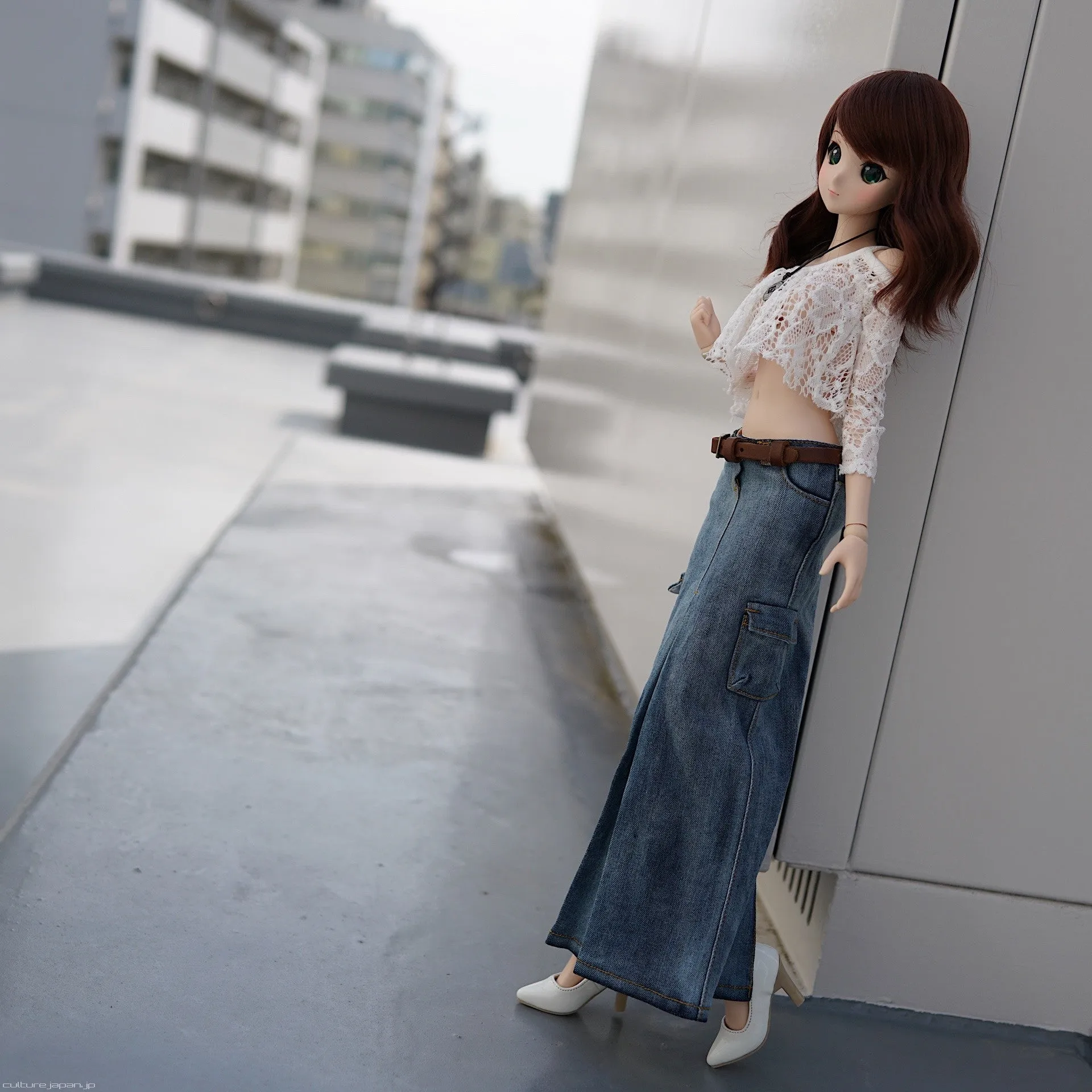 Box Pleat Denim Skirt