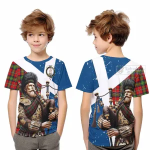 Boyd Tartan Kid T-Shirt with Family Crest Scottish Bagpiper Vibes