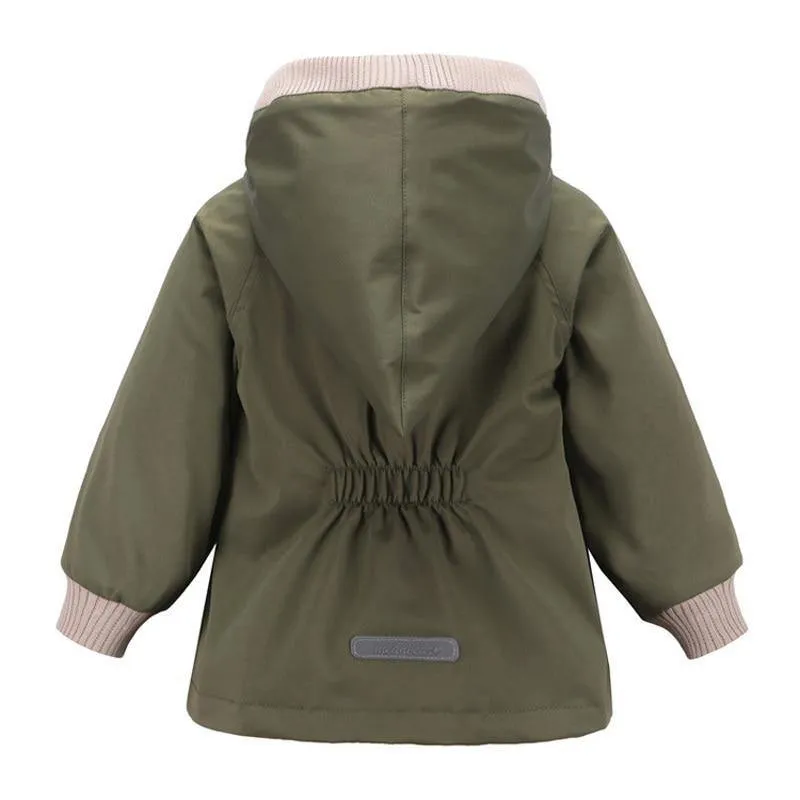 Boys Girls Waterproof Hooded With Pocket Cotton Lined Windbreaker Rain Children Kids Jackets