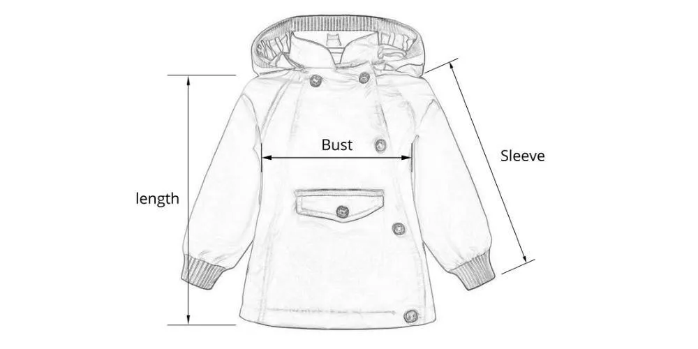 Boys Girls Waterproof Hooded With Pocket Cotton Lined Windbreaker Rain Children Kids Jackets