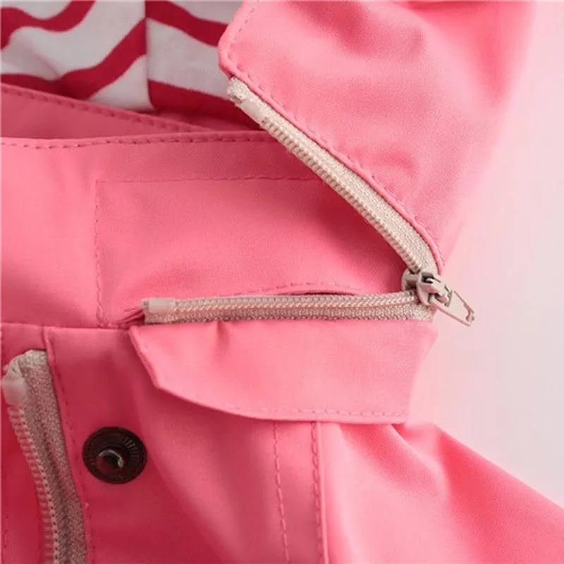 Boys Girls Waterproof Hooded With Pocket Cotton Lined Windbreaker Rain Children Kids Jackets