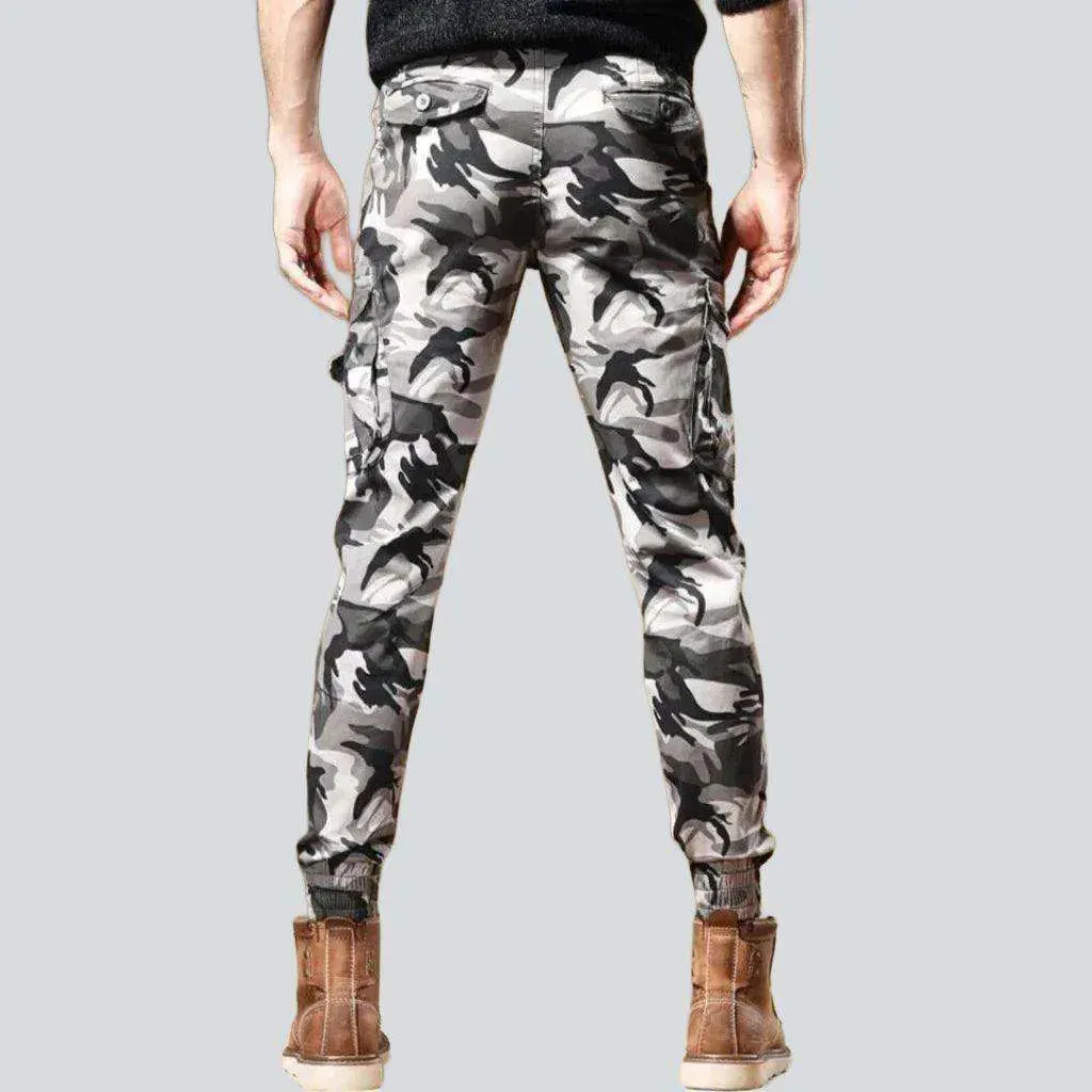 Camouflage print cargo men's jeans