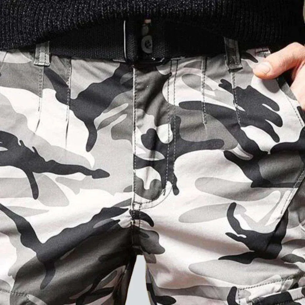 Camouflage print cargo men's jeans