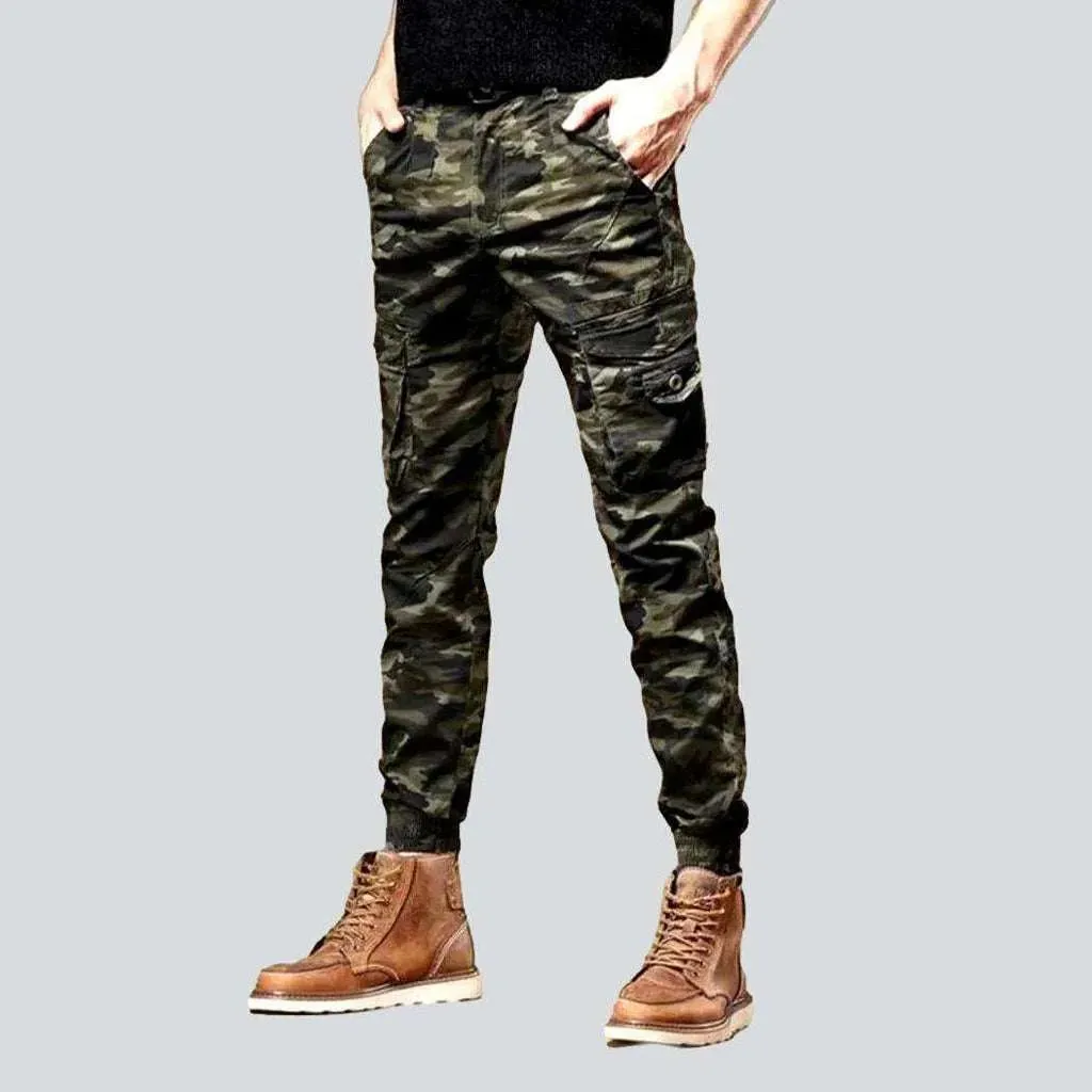 Camouflage print cargo men's jeans