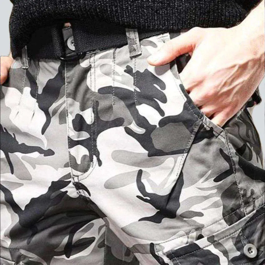 Camouflage print cargo men's jeans