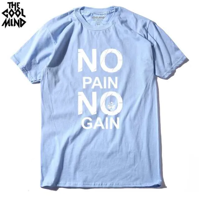 cotton no pain no gain print men casual body building o-neck men Tshirt short sleeve T-shirt tee shirt