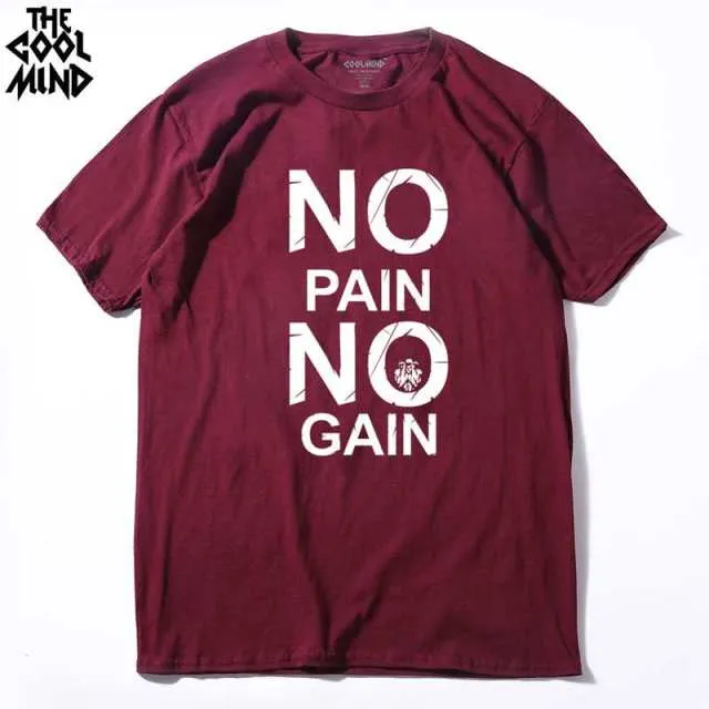 cotton no pain no gain print men casual body building o-neck men Tshirt short sleeve T-shirt tee shirt