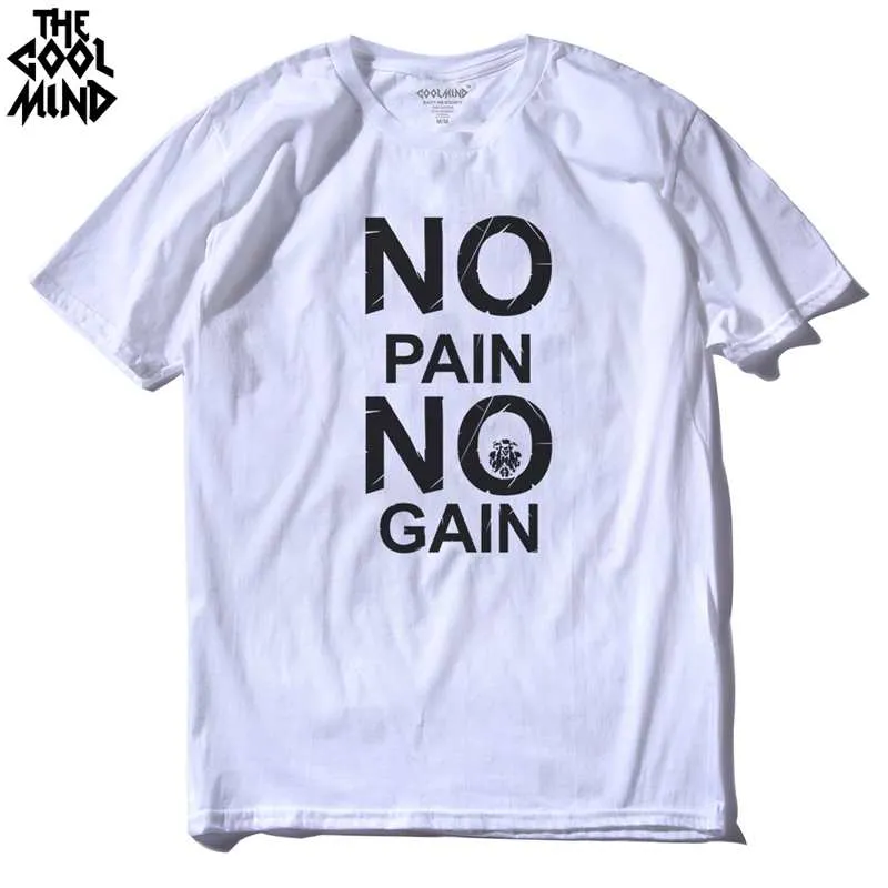 cotton no pain no gain print men casual body building o-neck men Tshirt short sleeve T-shirt tee shirt