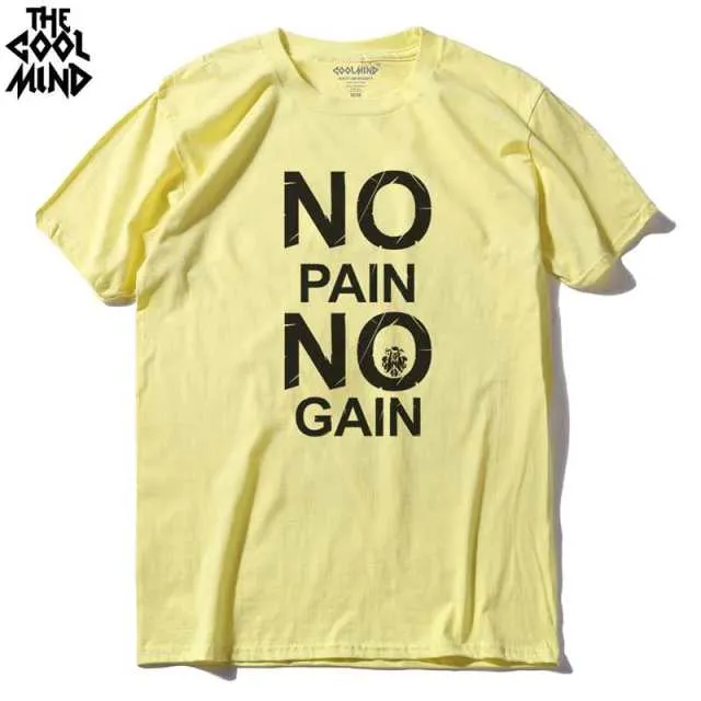 cotton no pain no gain print men casual body building o-neck men Tshirt short sleeve T-shirt tee shirt