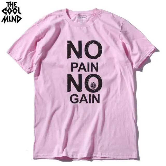 cotton no pain no gain print men casual body building o-neck men Tshirt short sleeve T-shirt tee shirt