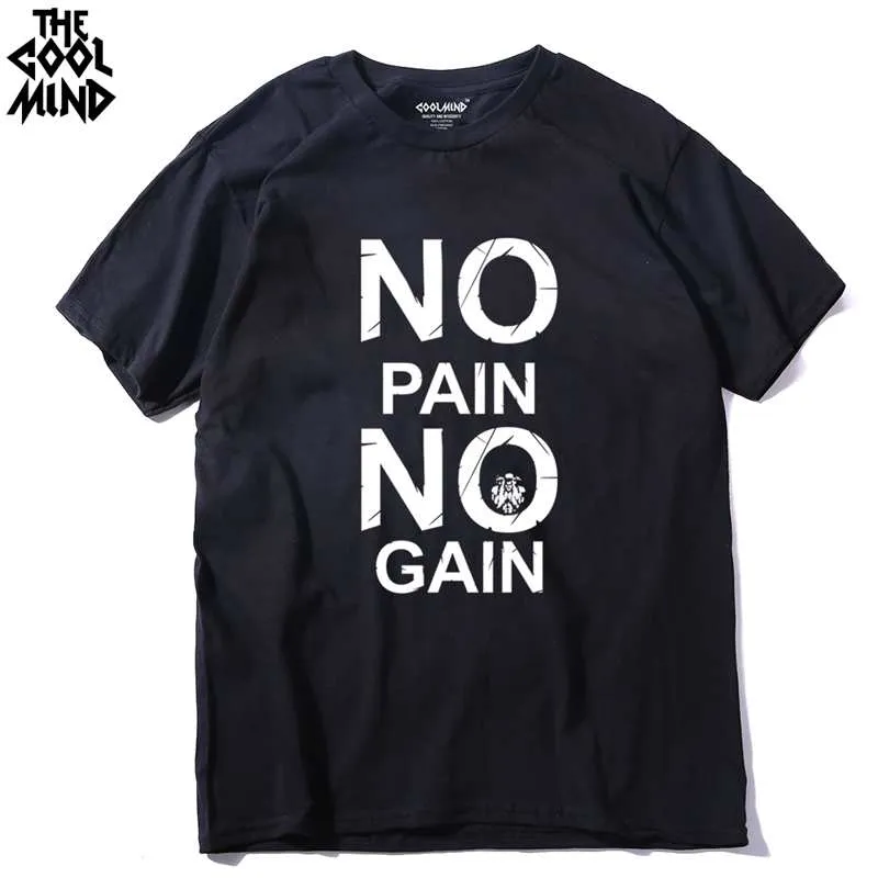 cotton no pain no gain print men casual body building o-neck men Tshirt short sleeve T-shirt tee shirt