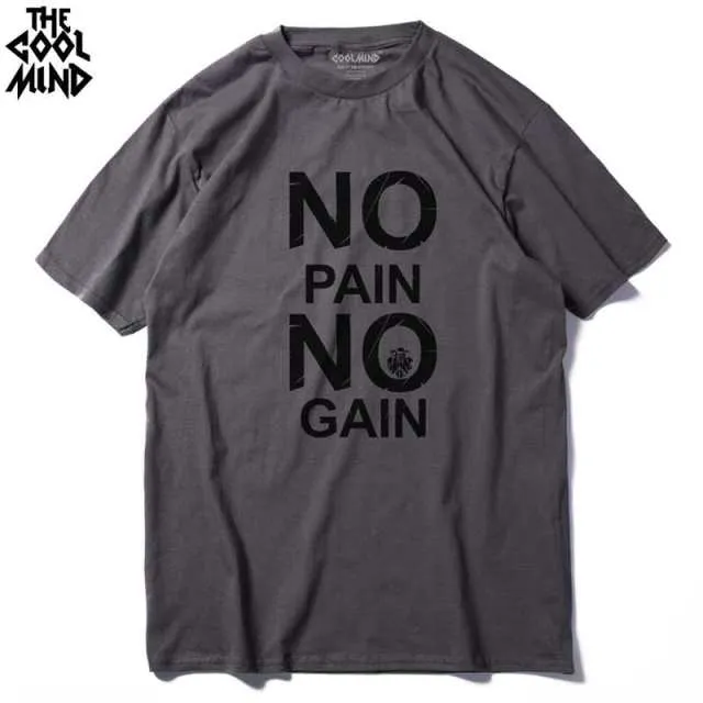 cotton no pain no gain print men casual body building o-neck men Tshirt short sleeve T-shirt tee shirt