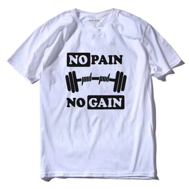 cotton no pain no gain print men casual body building o-neck men Tshirt short sleeve T-shirt tee shirt