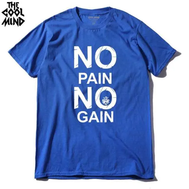 cotton no pain no gain print men casual body building o-neck men Tshirt short sleeve T-shirt tee shirt