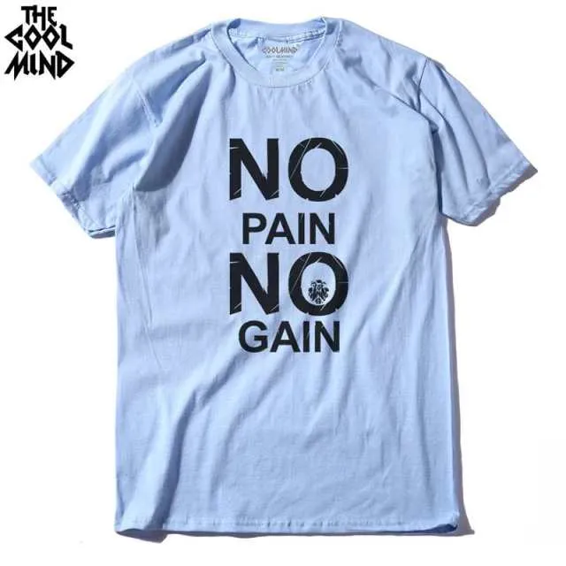 cotton no pain no gain print men casual body building o-neck men Tshirt short sleeve T-shirt tee shirt