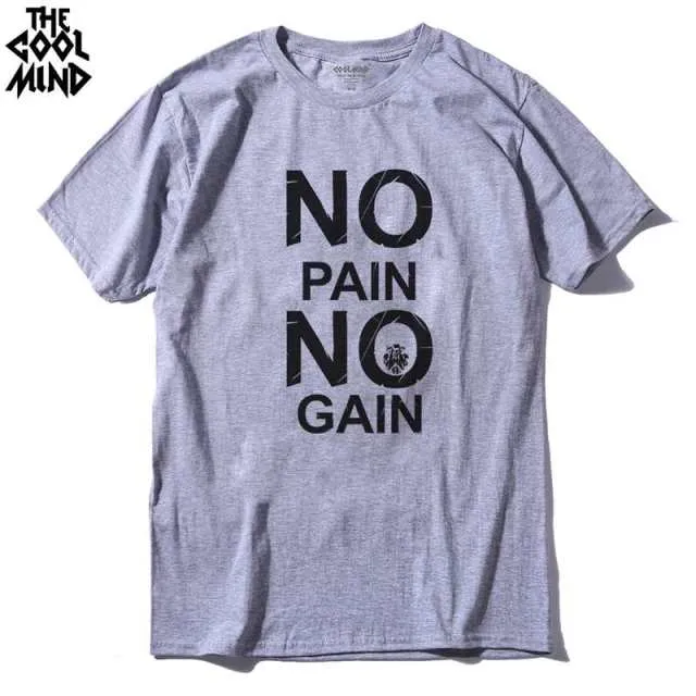 cotton no pain no gain print men casual body building o-neck men Tshirt short sleeve T-shirt tee shirt