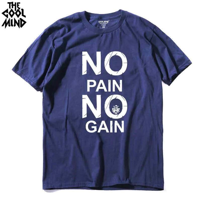 cotton no pain no gain print men casual body building o-neck men Tshirt short sleeve T-shirt tee shirt