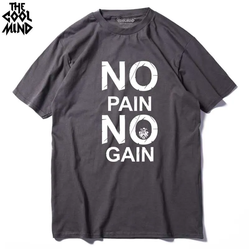 cotton no pain no gain print men casual body building o-neck men Tshirt short sleeve T-shirt tee shirt