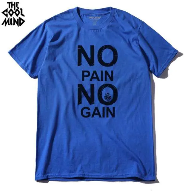 cotton no pain no gain print men casual body building o-neck men Tshirt short sleeve T-shirt tee shirt