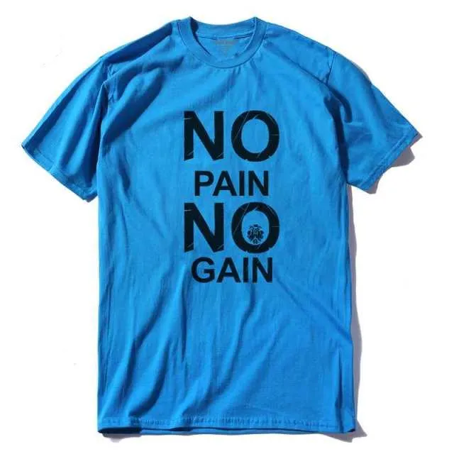 cotton no pain no gain print men casual body building o-neck men Tshirt short sleeve T-shirt tee shirt