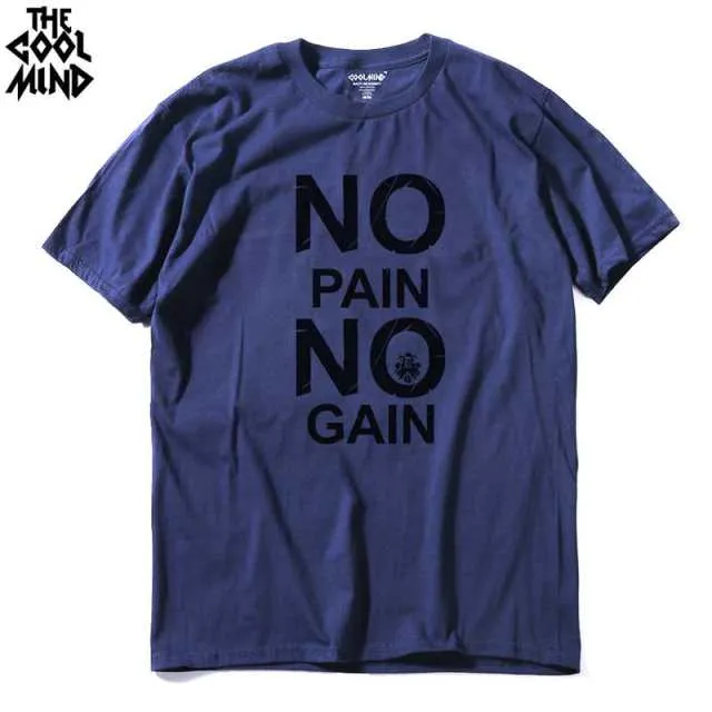 cotton no pain no gain print men casual body building o-neck men Tshirt short sleeve T-shirt tee shirt