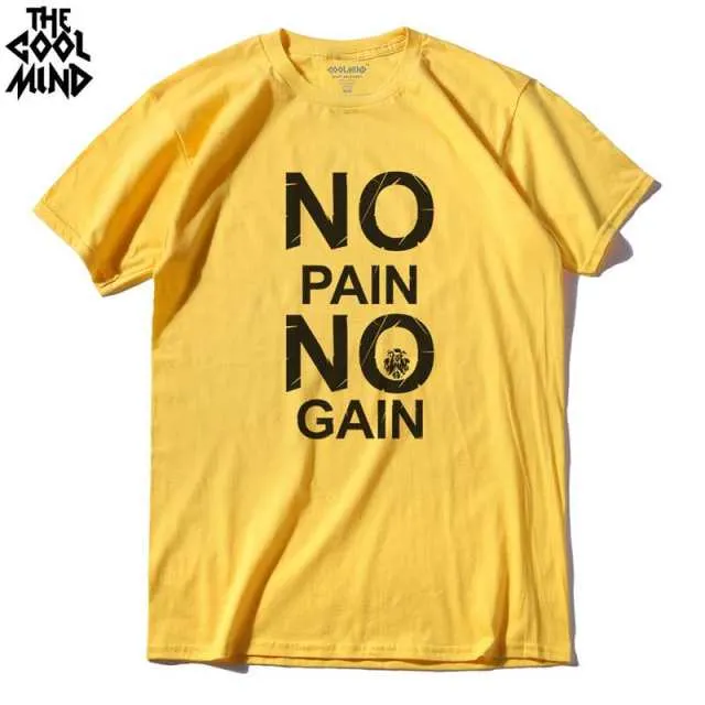 cotton no pain no gain print men casual body building o-neck men Tshirt short sleeve T-shirt tee shirt