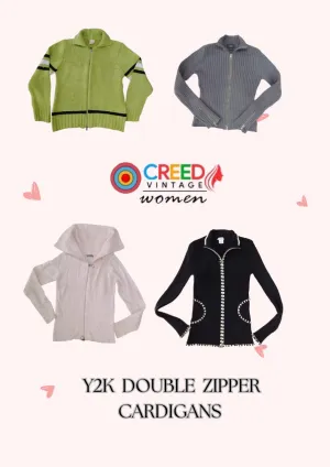 CR2821 Y2K Double Zipper Cardigans - 15 Pcs