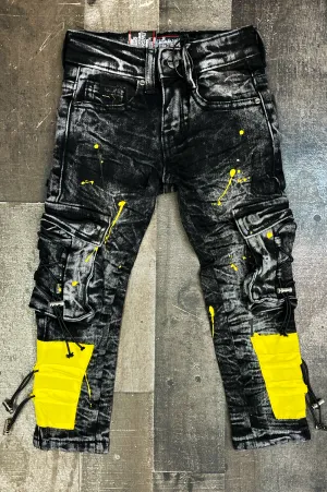 DENIMiCITY- yellow nylon wash tactical cargo jeans(kids)