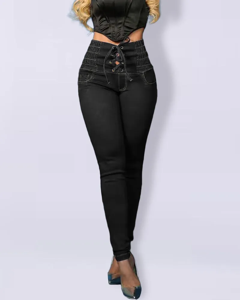 Drawstring Slim fit Skinny Jeans