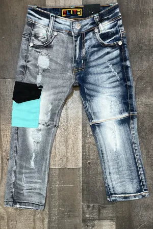 Elite- 2 toned denim jeans (teal) (kids)