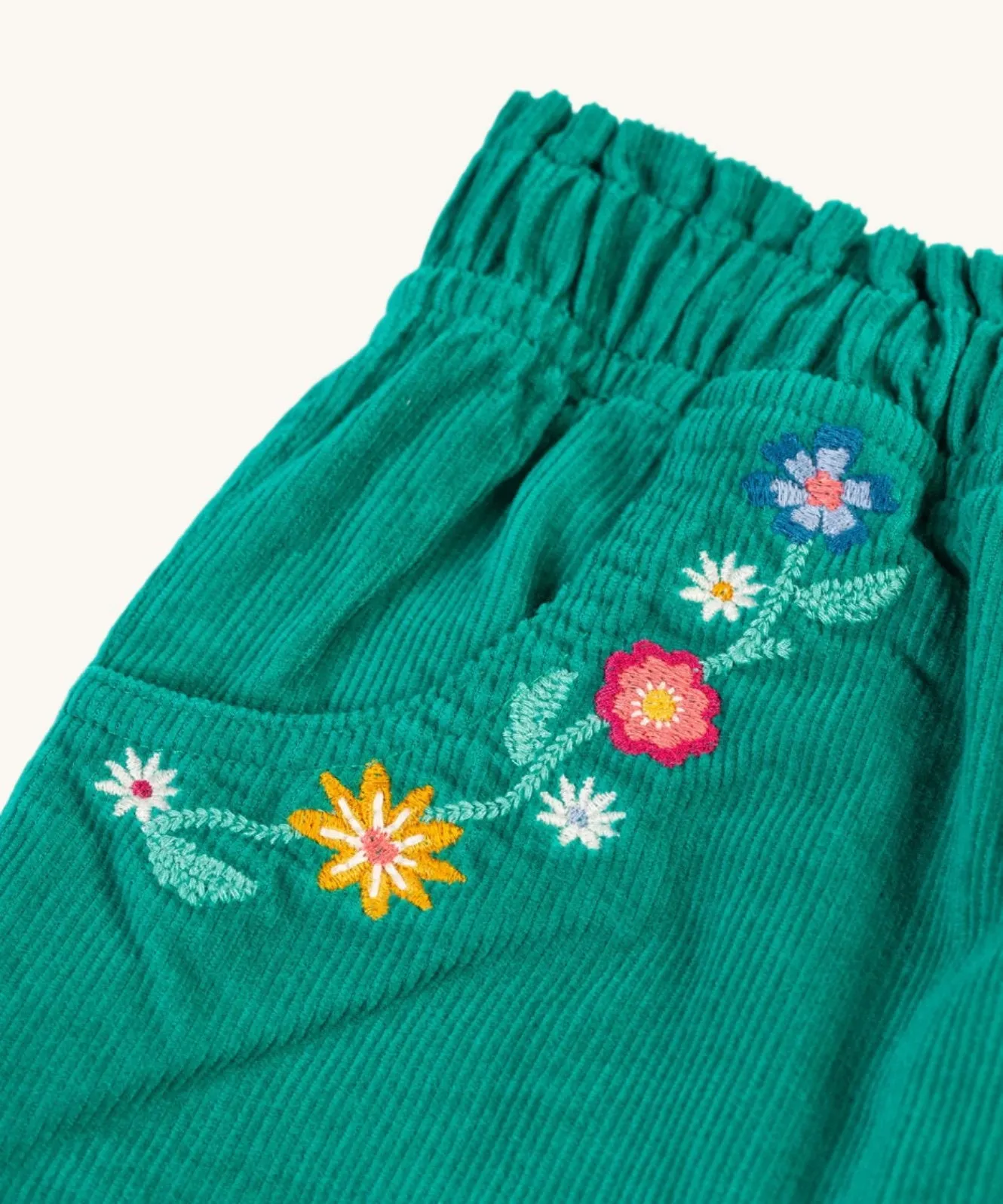 Frugi Paperbag Cord Trousers - Iguana/Flowers