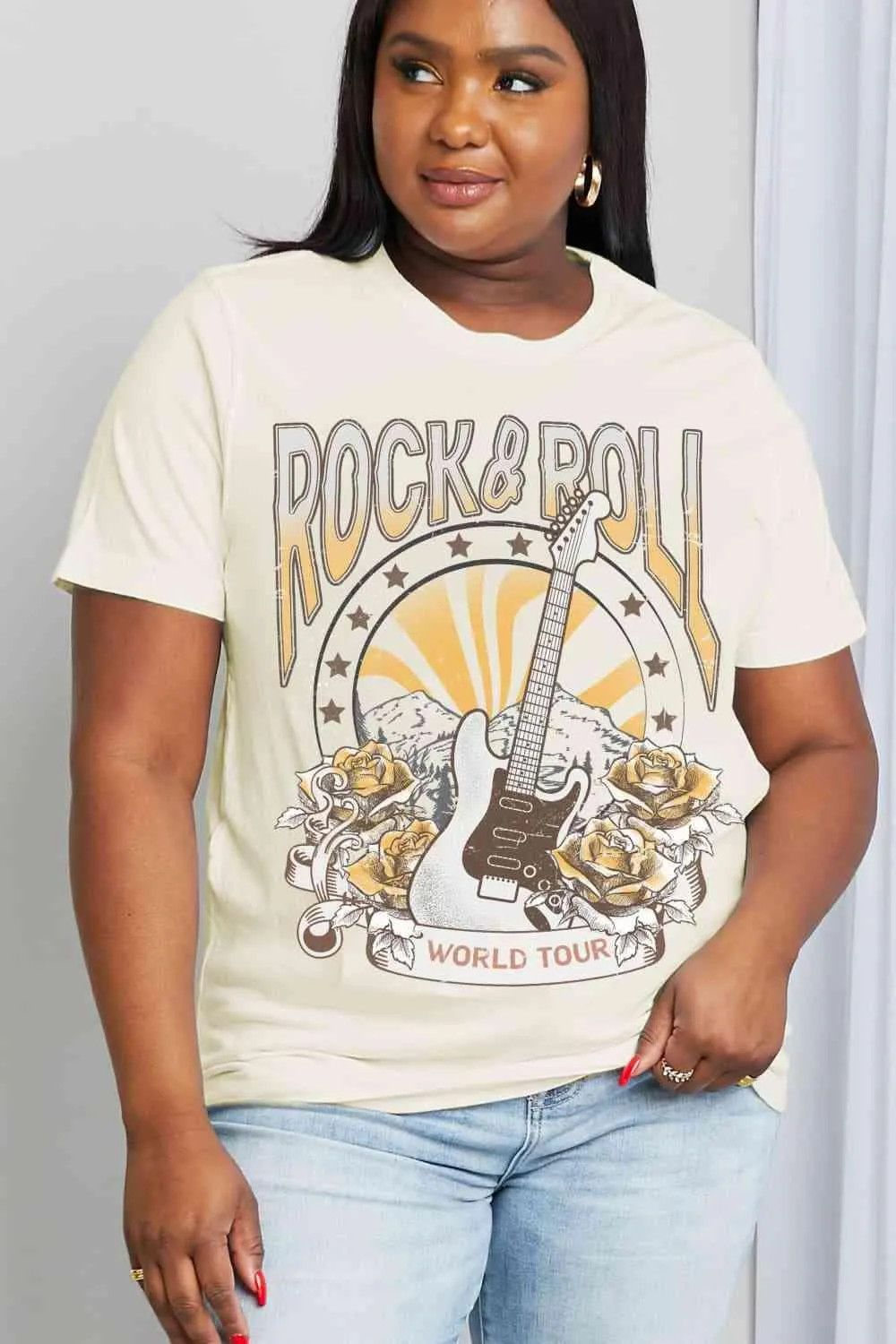 Full Size ROCK & ROLL Graphic Cotton Tee