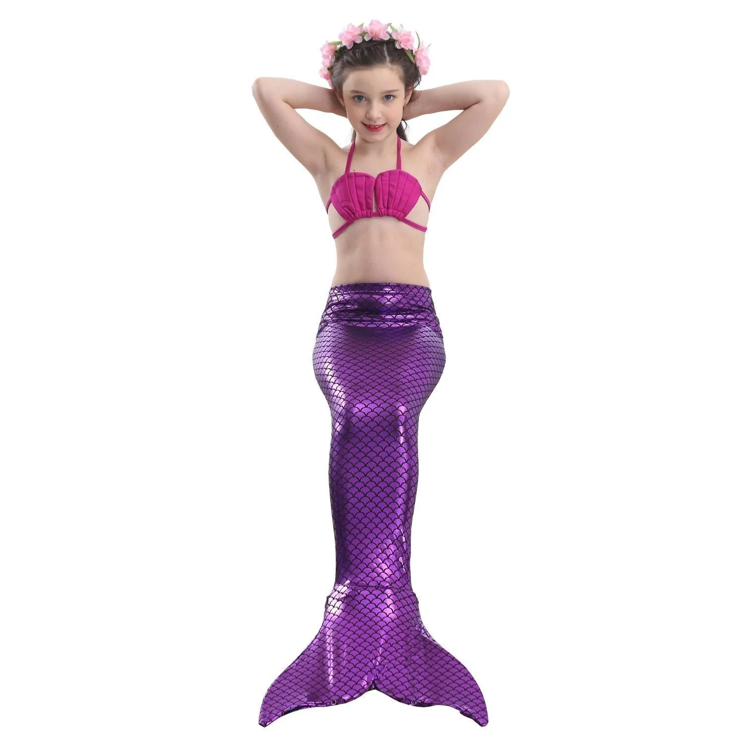 Girls Kids Mermaid Tail Swimwear Bikini Set Swimsuit Swimming Costume