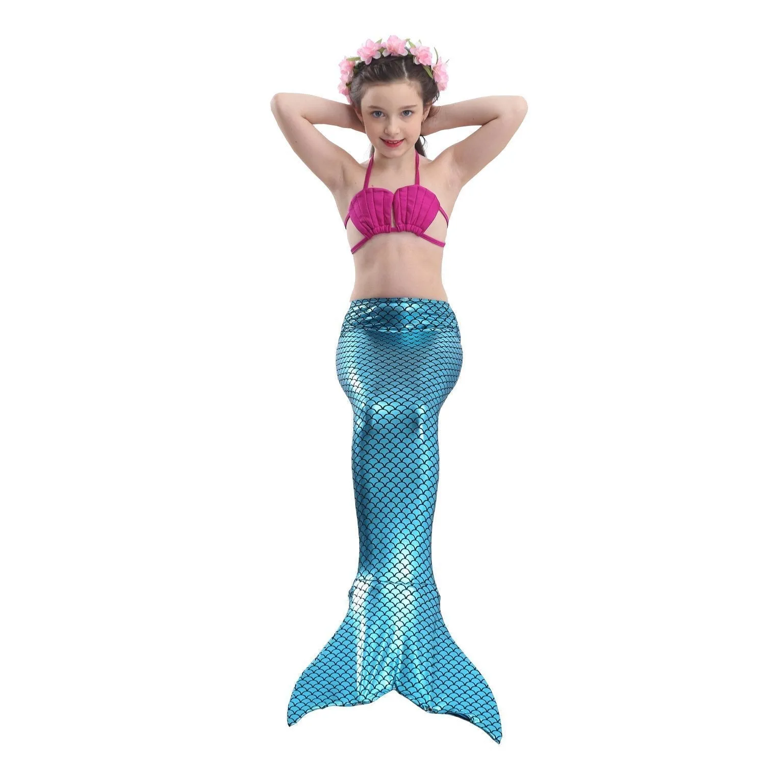 Girls Kids Mermaid Tail Swimwear Bikini Set Swimsuit Swimming Costume