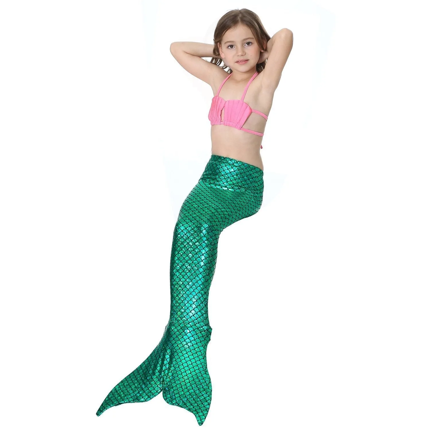 Girls Kids Mermaid Tail Swimwear Bikini Set Swimsuit Swimming Costume