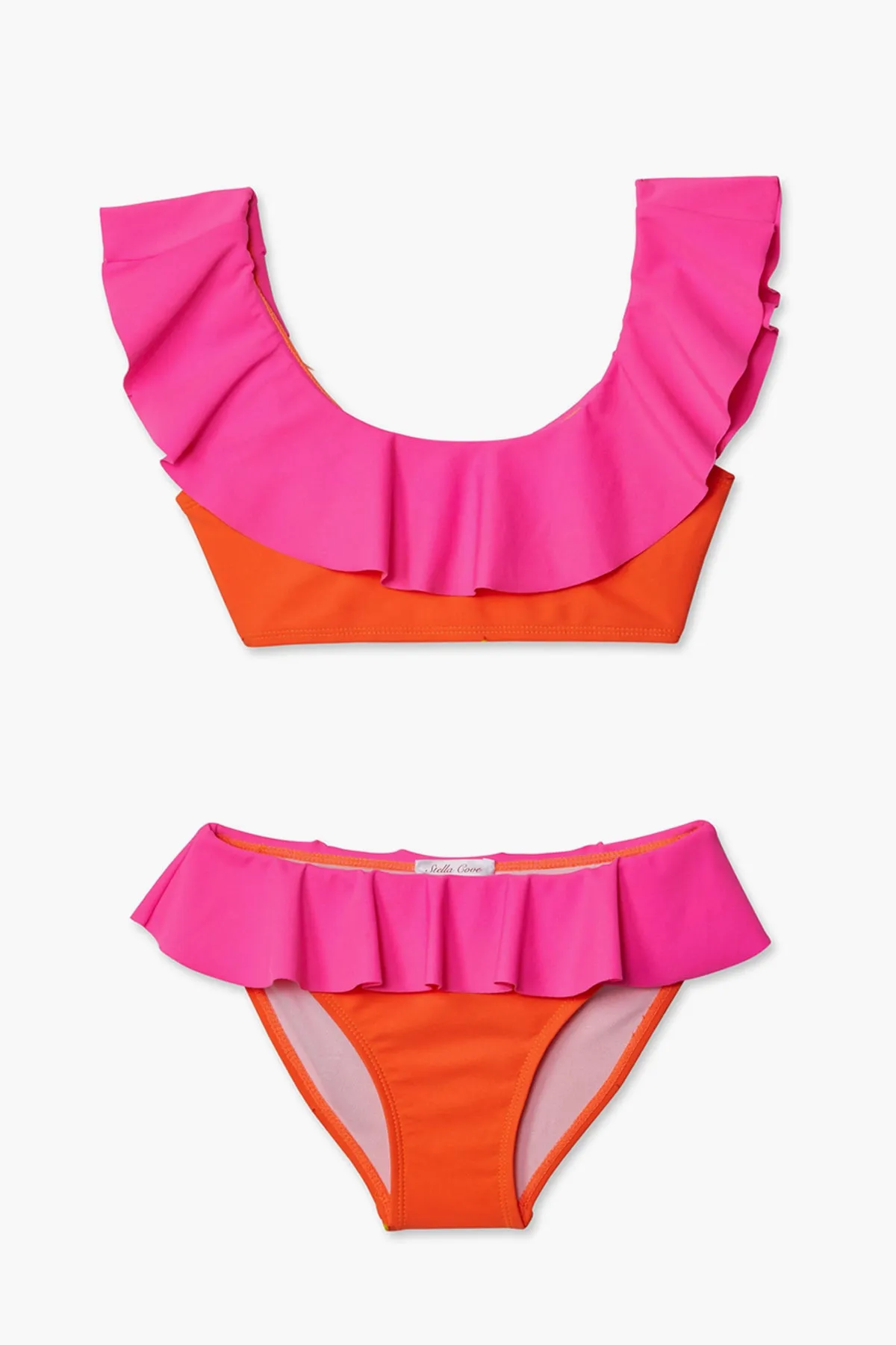 Girls Swimsuit Stella Cove Neon Pink and Orange