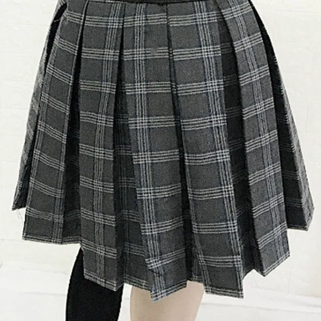 Harajuku Punk Style Plaid Irregular Skirts Women Asymmetrical High Waist  Skirts Pleated Girls Gothic Half Skirts Fashion Skirt